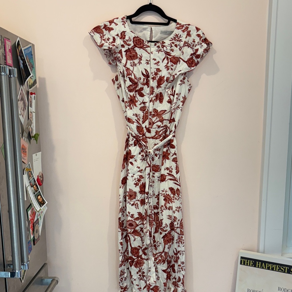Oasis White and Red Floral Maxi Dress
